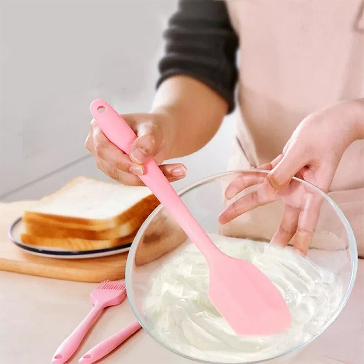 Black and Pink Silicone Butter Scraper and Baking Spatula Set 2pcs