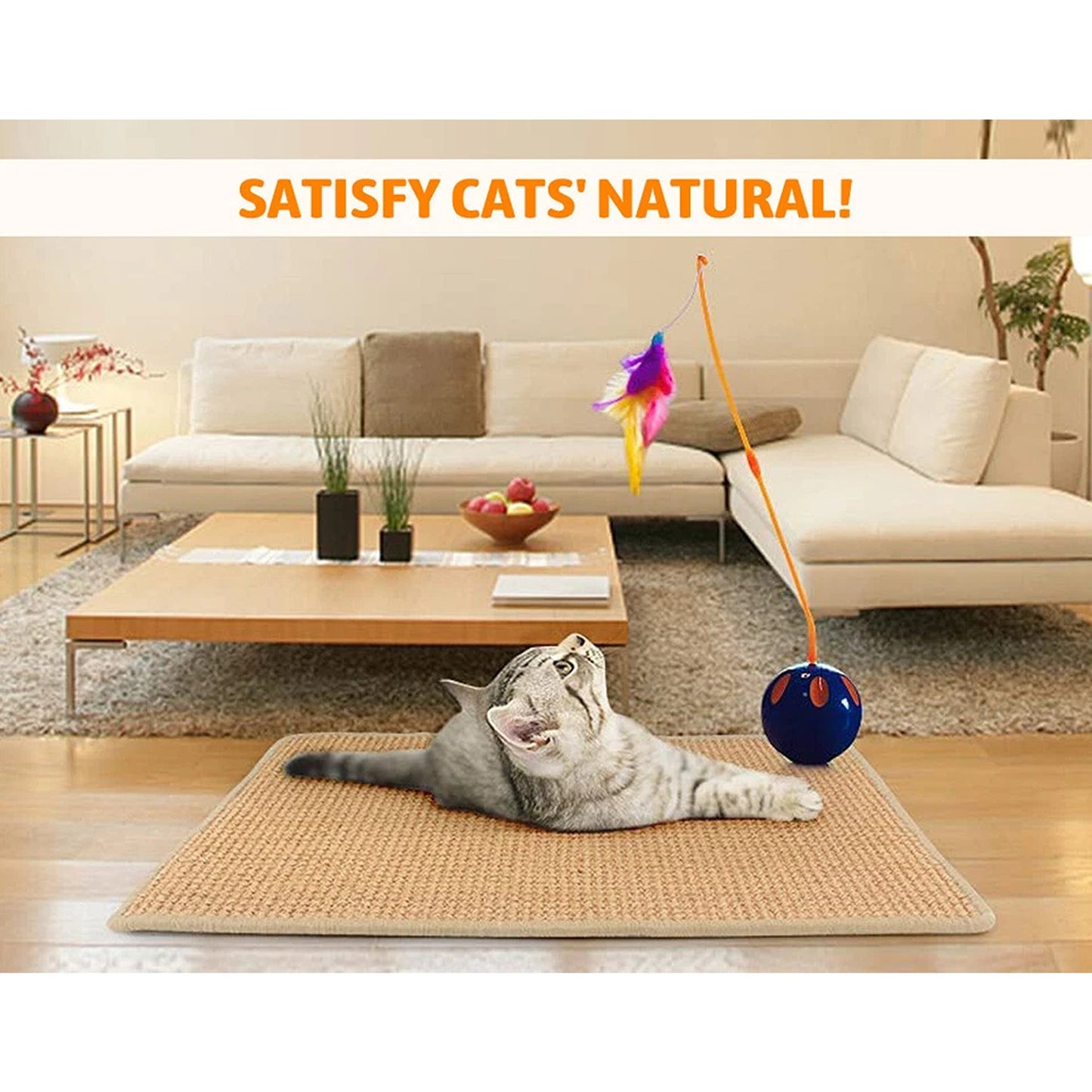 Natural Sisal Cat Scratcher Mat for Sofa Protection