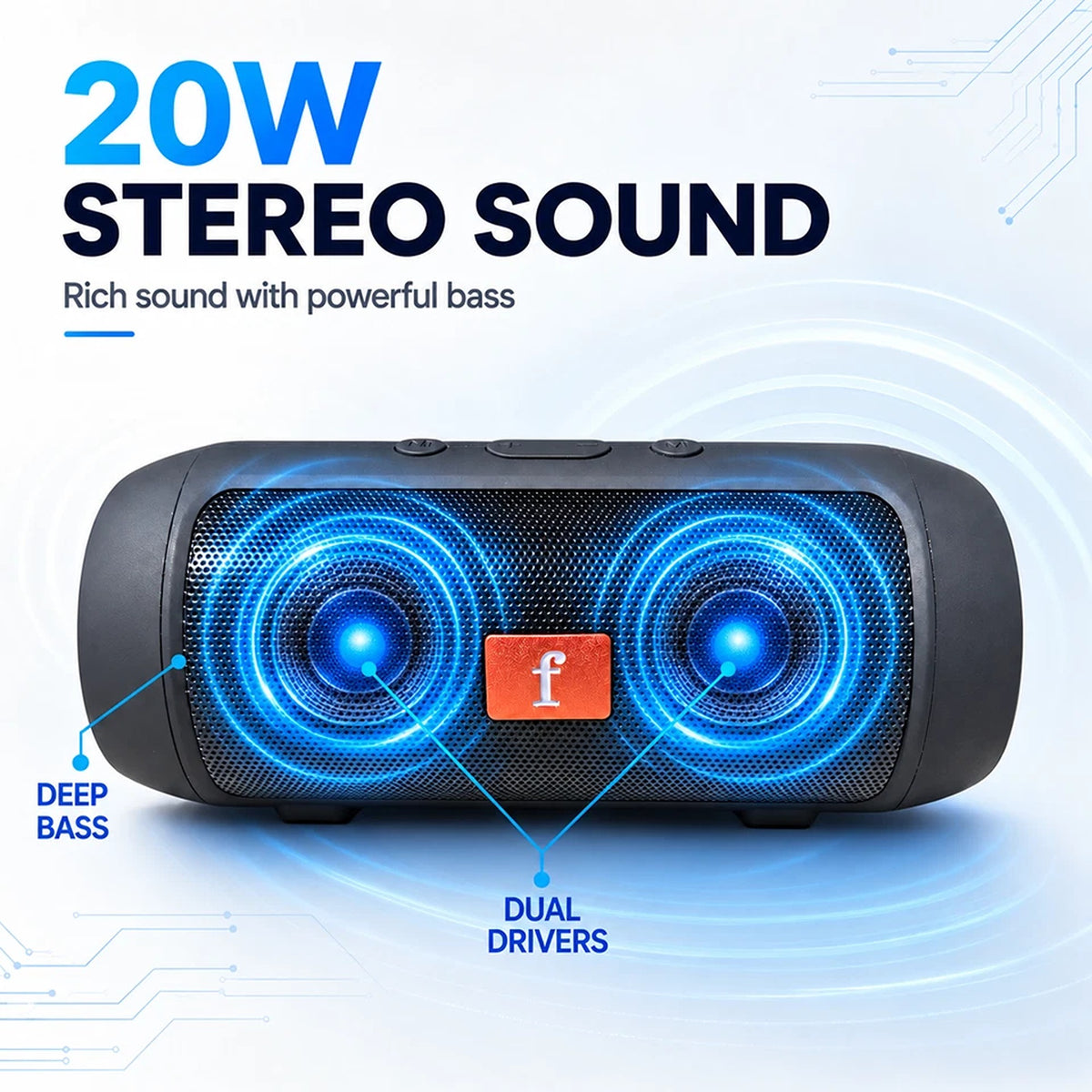 Portable Bluetooth Speaker 5.0 with TWS FM AUX USB TF Card and Type C Charging