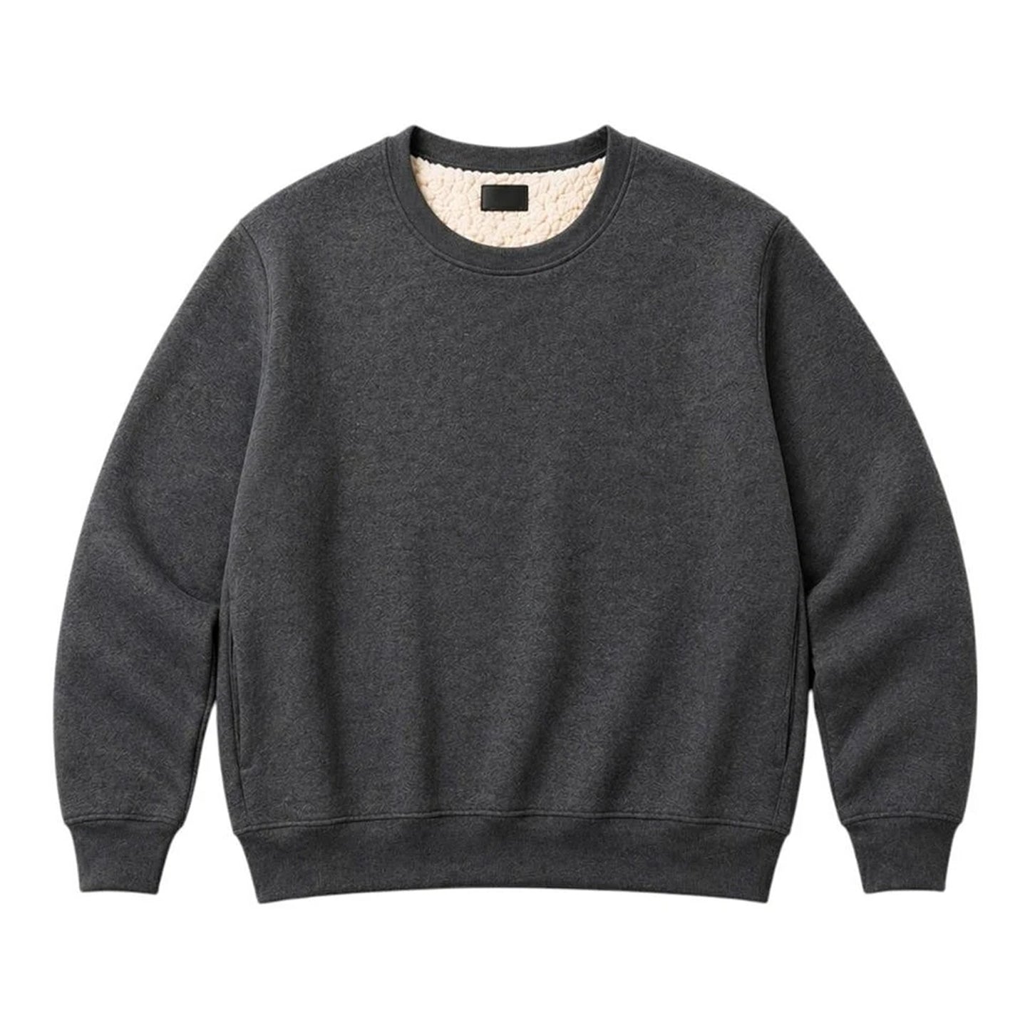 Dark Grey Unisex Sherpa Fleece Lined Crewneck Sweatshirt