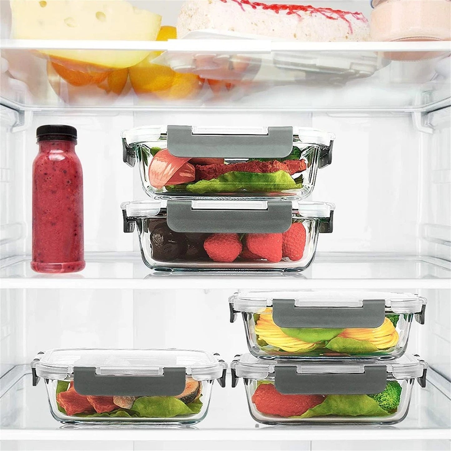 10 Pack Glass Meal Prep Containers with Airtight Lids