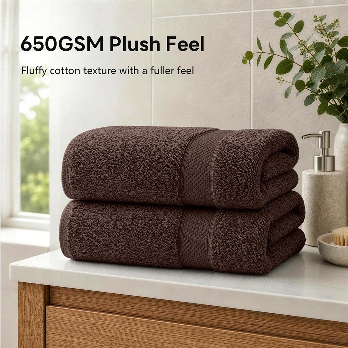 Chocolate Brown Cotton Jumbo Bath Sheets Extra Soft 550 650 GSM 2 Pack
