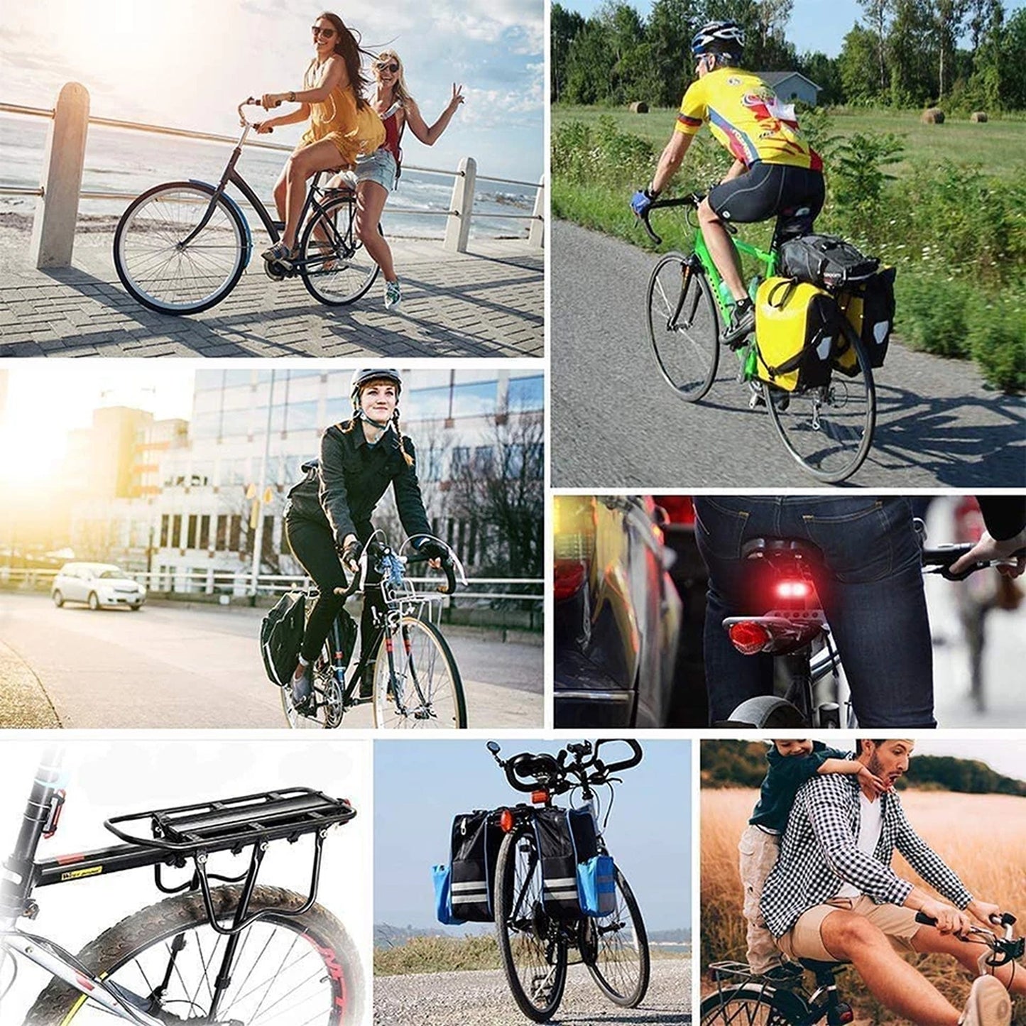 Bike Rear Seat Rack with Pannier Support