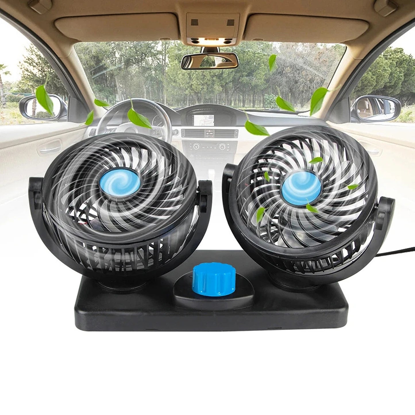 Mini 12V Car Air Cooler Dual Head Fan For Car Truck Van