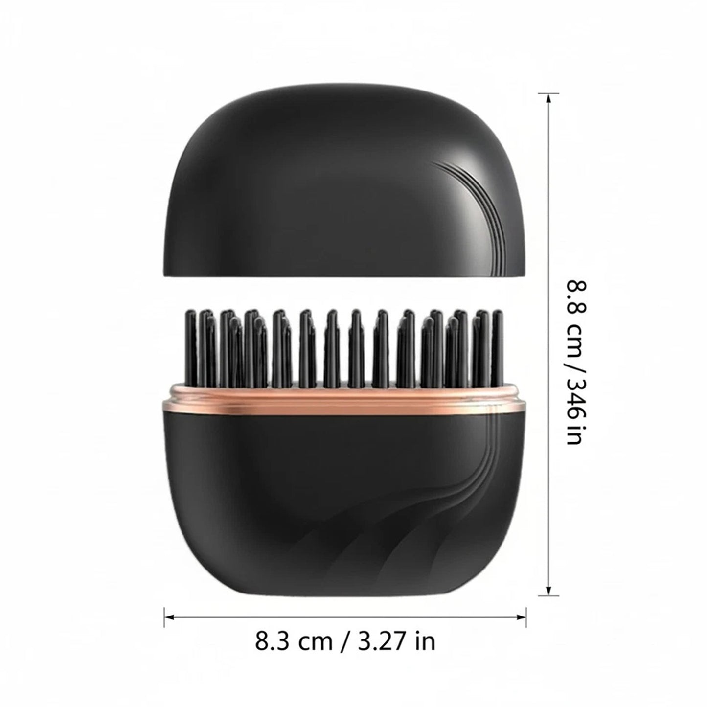 Black USB Rechargeable Hair Straightener Comb Portable Hot Brush 2 In 1