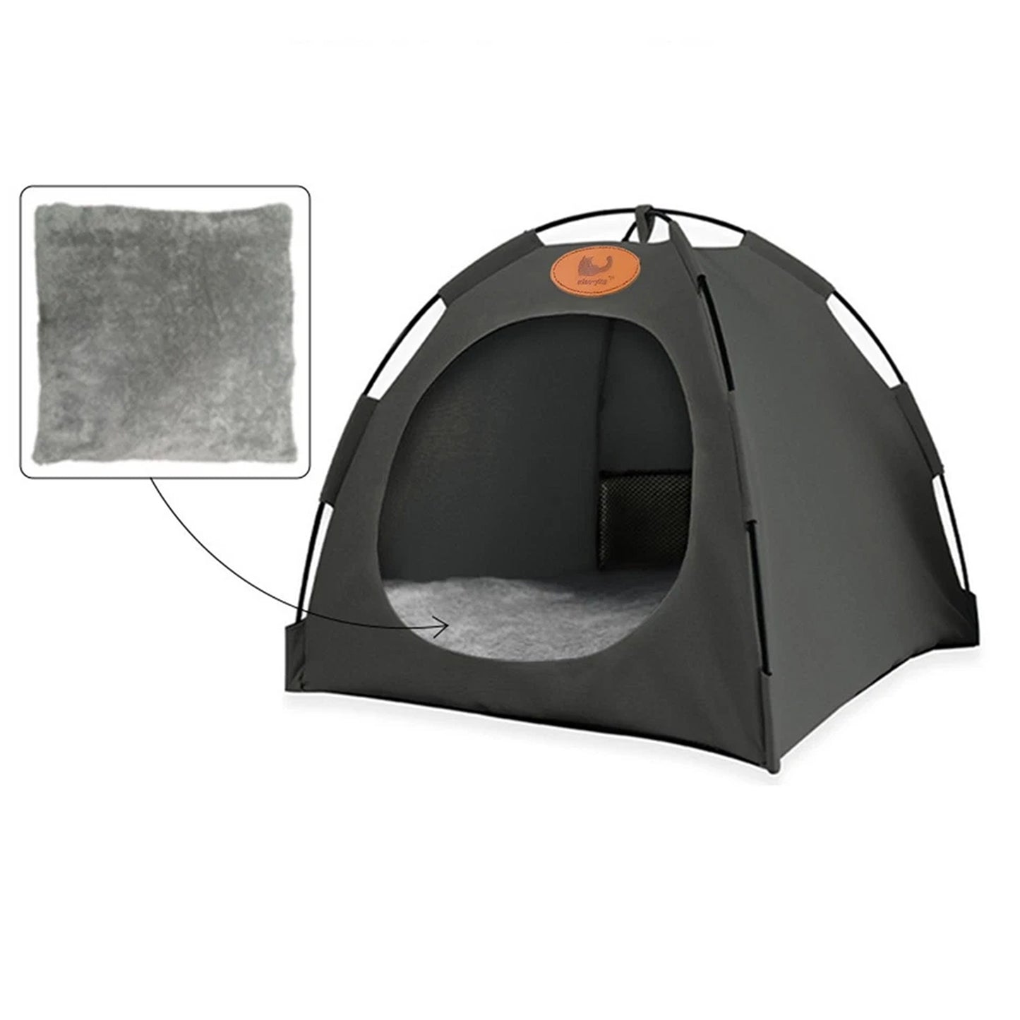 Grey Folding Pet Tent House Warm Bed for Cats and Puppies