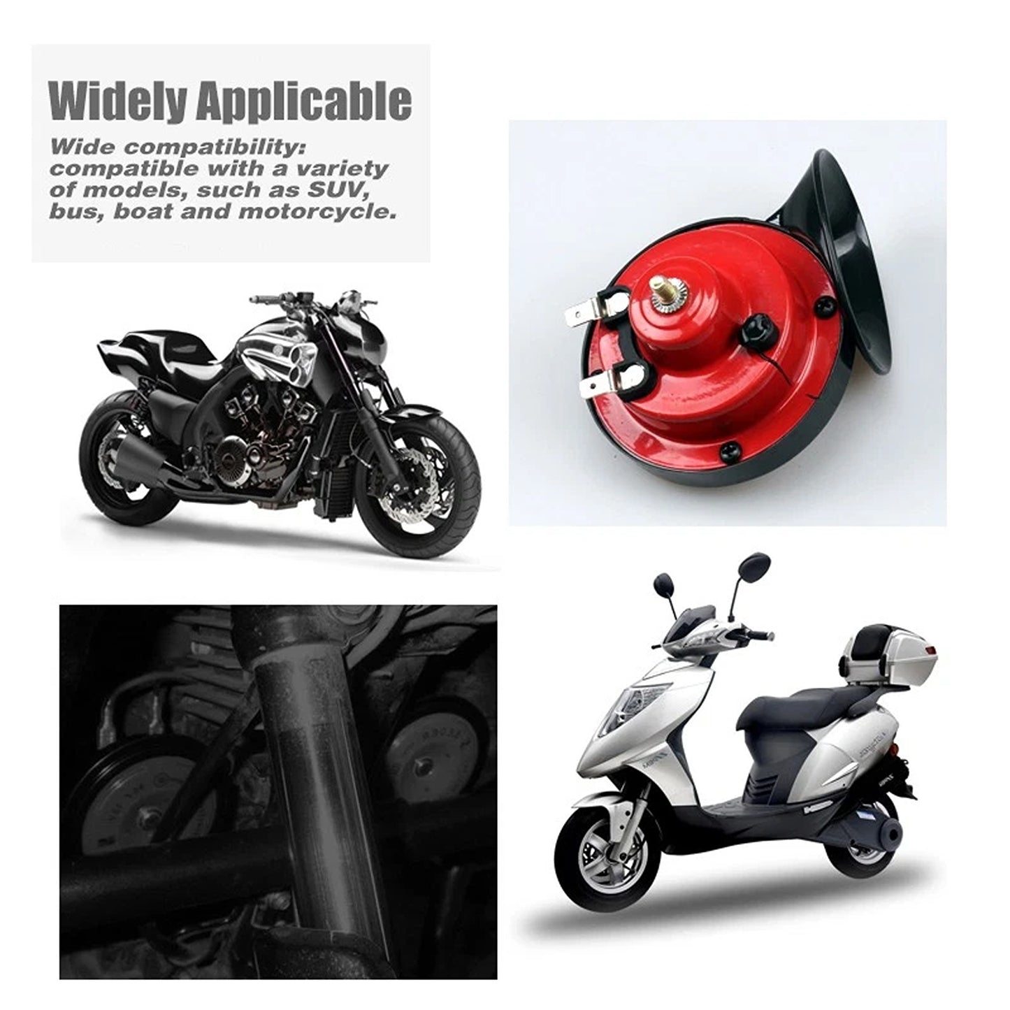 2 Piece 12V Dual Snail Horn Set for Cars and Motorcycles