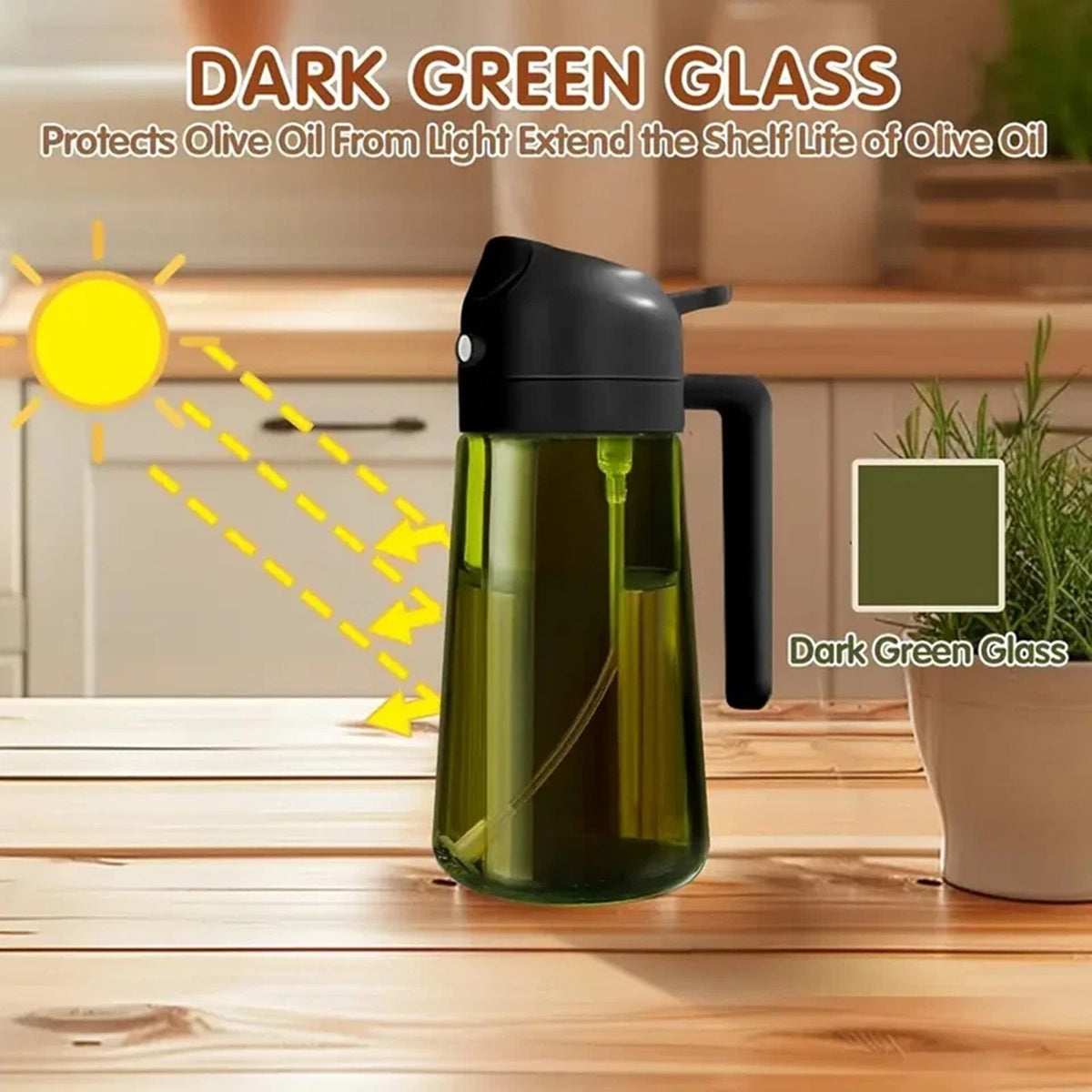 2 in 1 Olive Oil Sprayer and Dispenser Bottle for Cooking Baking and BBQ