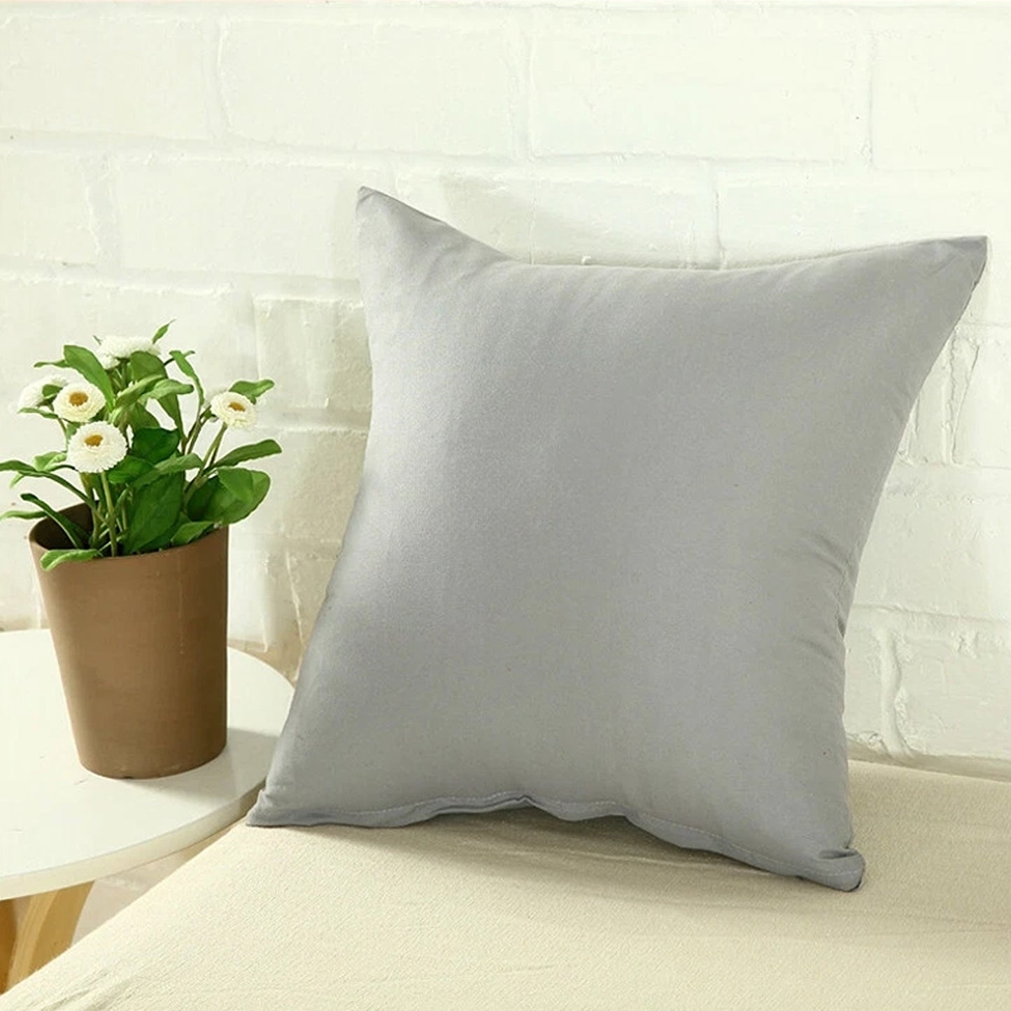 Grey Minimalist Plain Cushion Cover Soft Decorative Pillow Case
