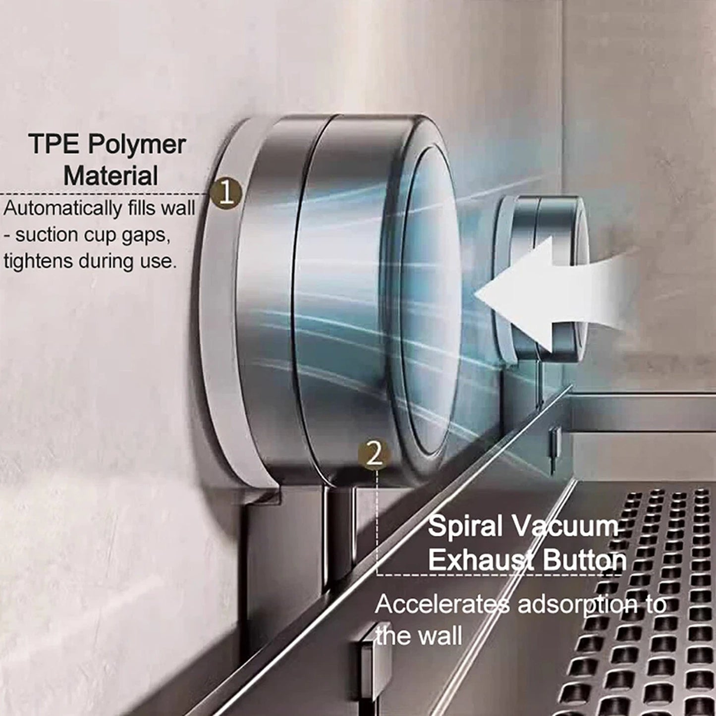 Aluminum Wall Rack Suction Cup Shower Caddy Bathroom Shelf Organiser
