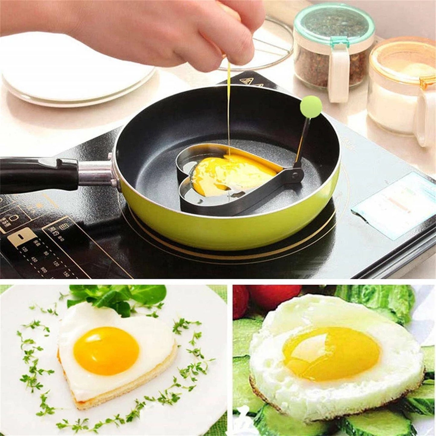 5 Piece Stainless Steel Egg Rings for Pancakes and Fried Eggs