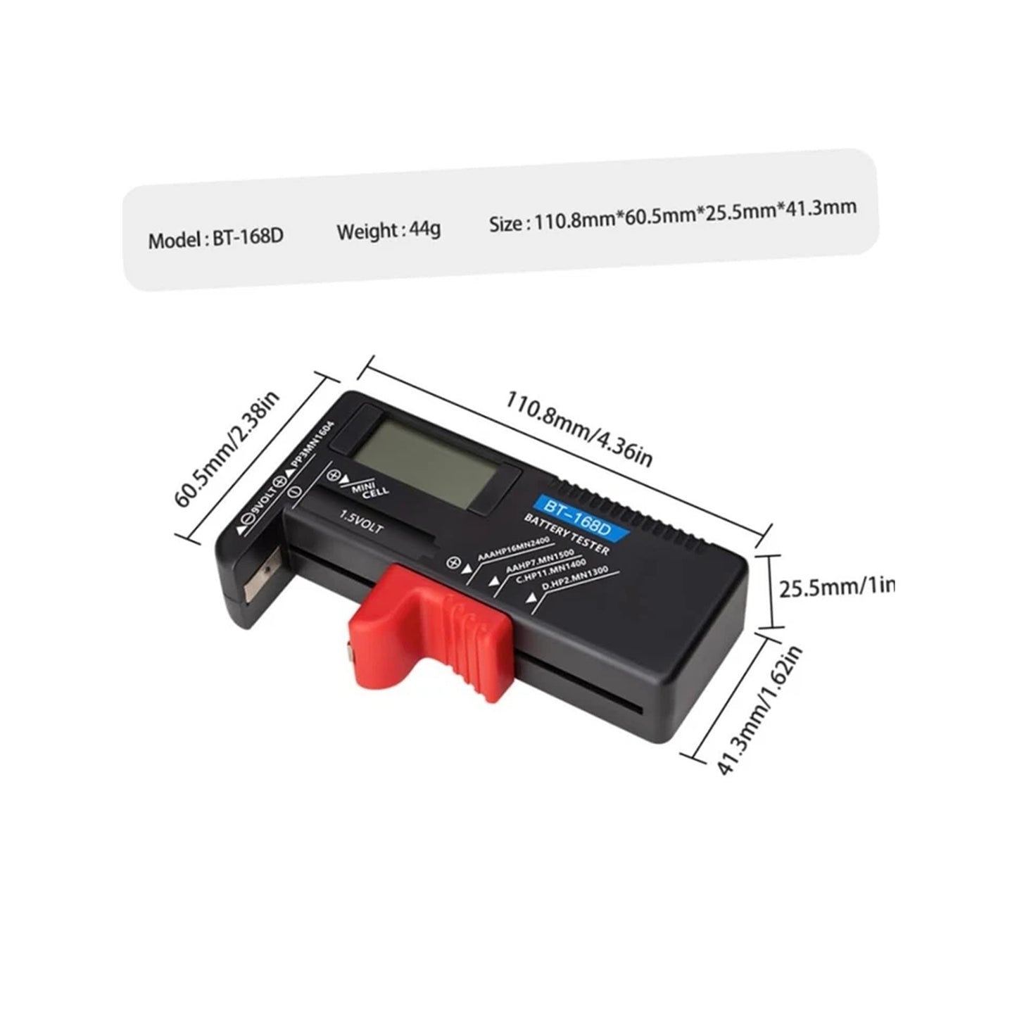 Universal Digital LCD Battery Tester For AA AAA C D 9V Button Cell