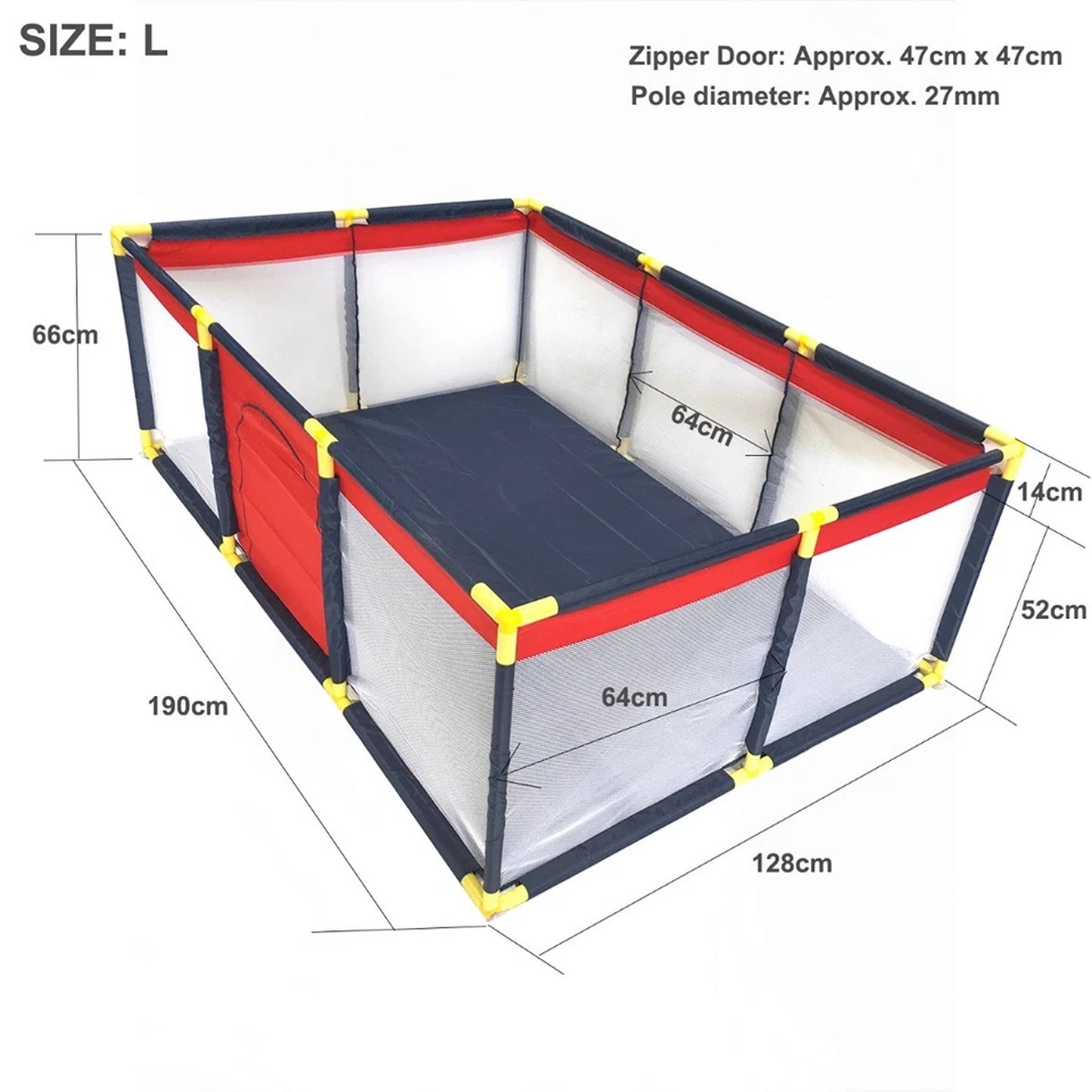 Foldable Baby Playpen Fabric Safety Gate Toddler Play Yard Size L