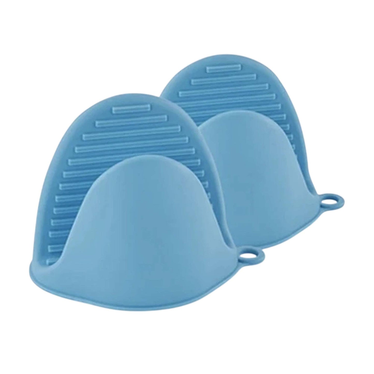 Blue Silicone Pot Holder Oven Mitt Finger Protector Heat Resistant Grip
