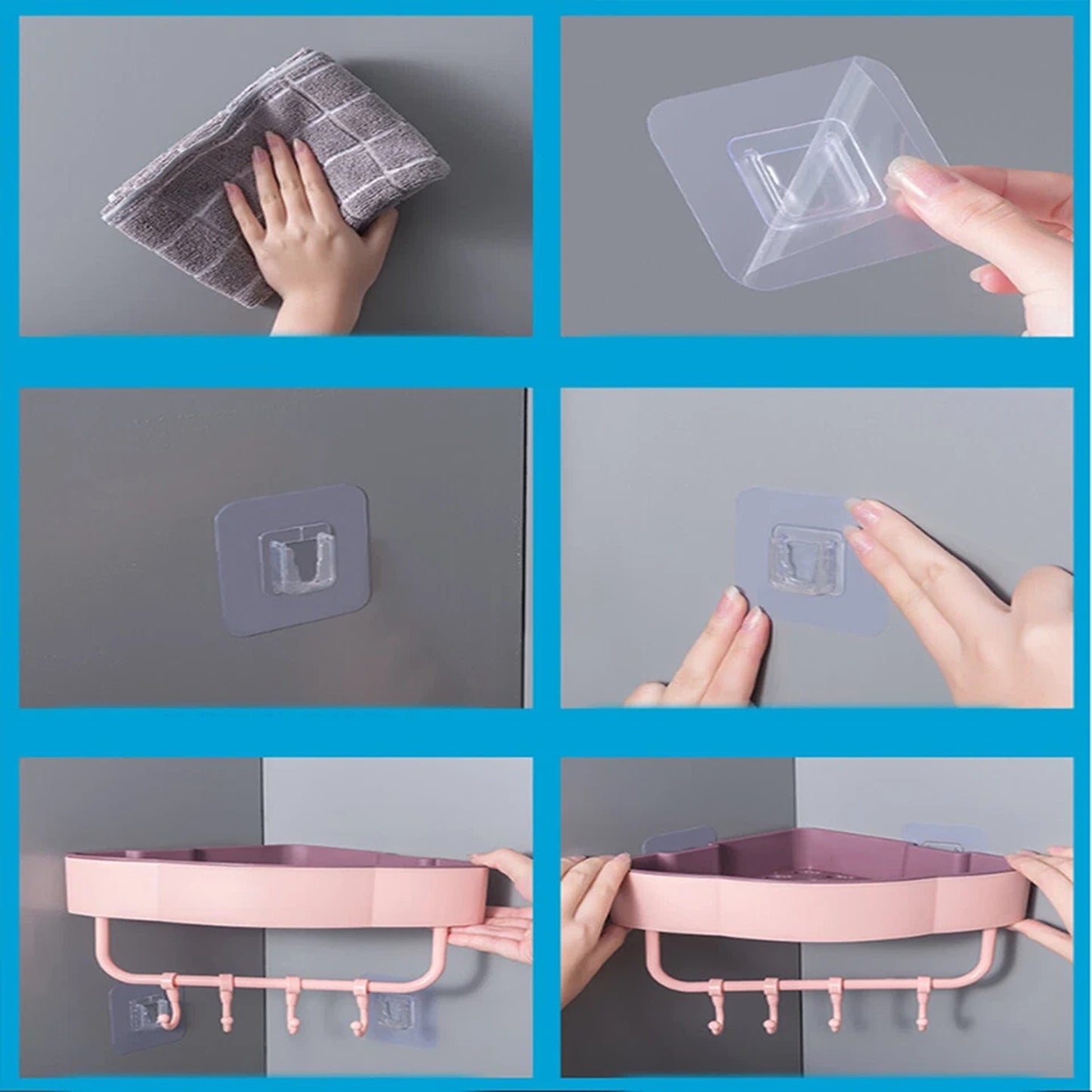 1x Kitchen Bathroom Corner Shower Suction Shelf Wall Storage Caddy Rack Basket