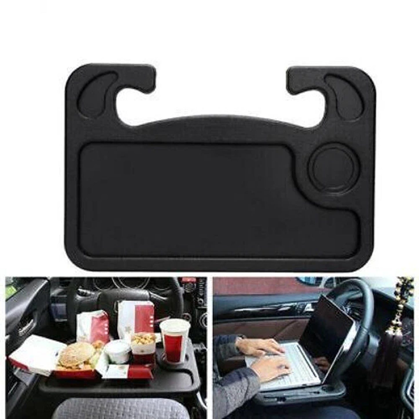 Steering Wheel Mounted Table for Laptop Meals and Drinks