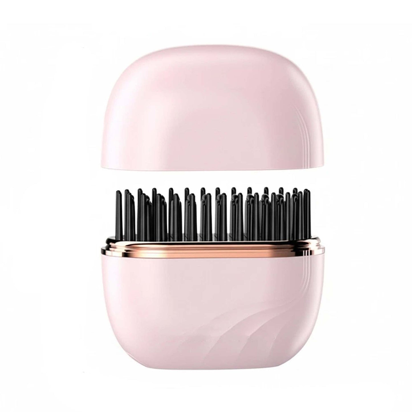 Pink USB Rechargeable Hair Straightener Comb Portable Hot Brush 2 In 1