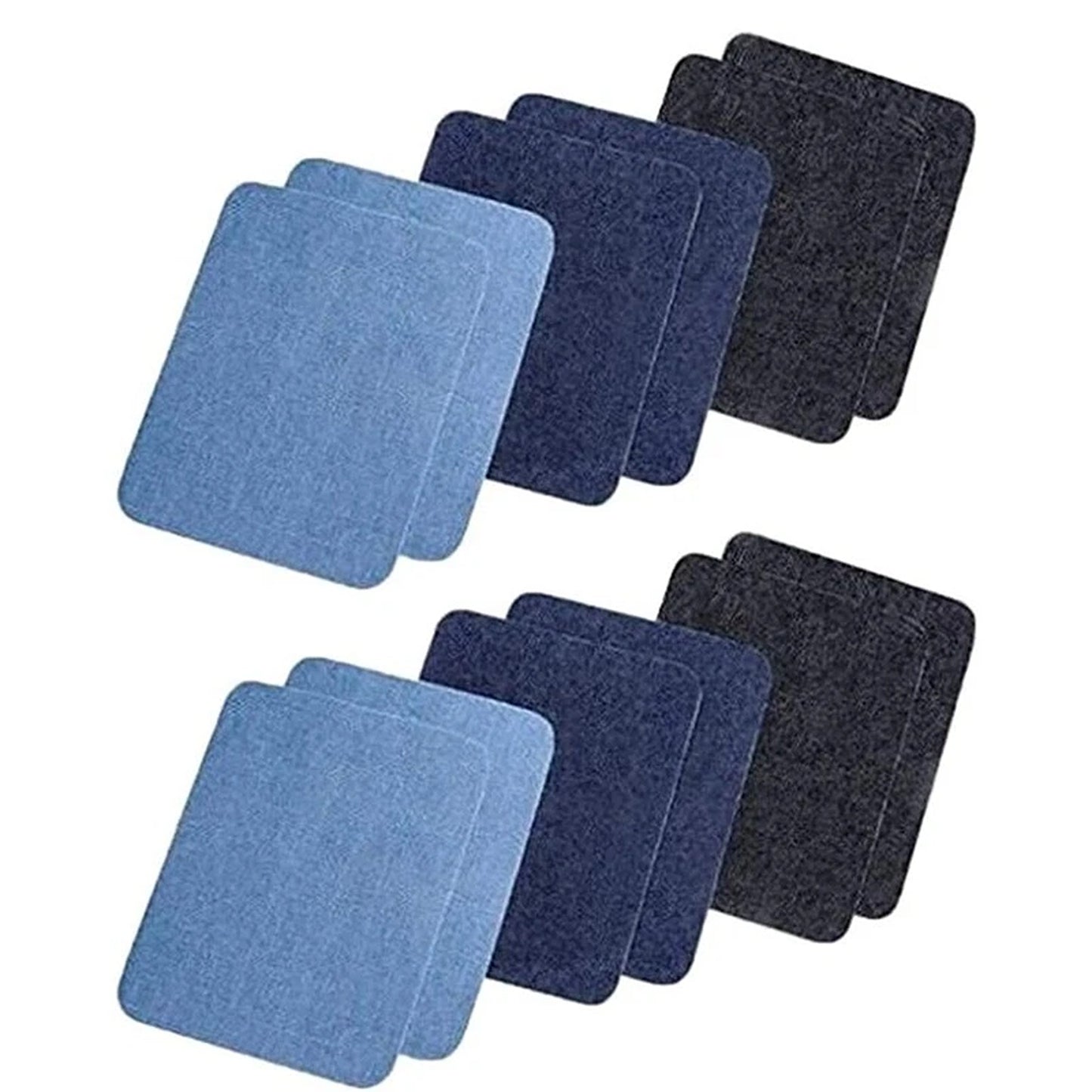 12 Piece Denim Fabric Iron On Mending Patch Kit