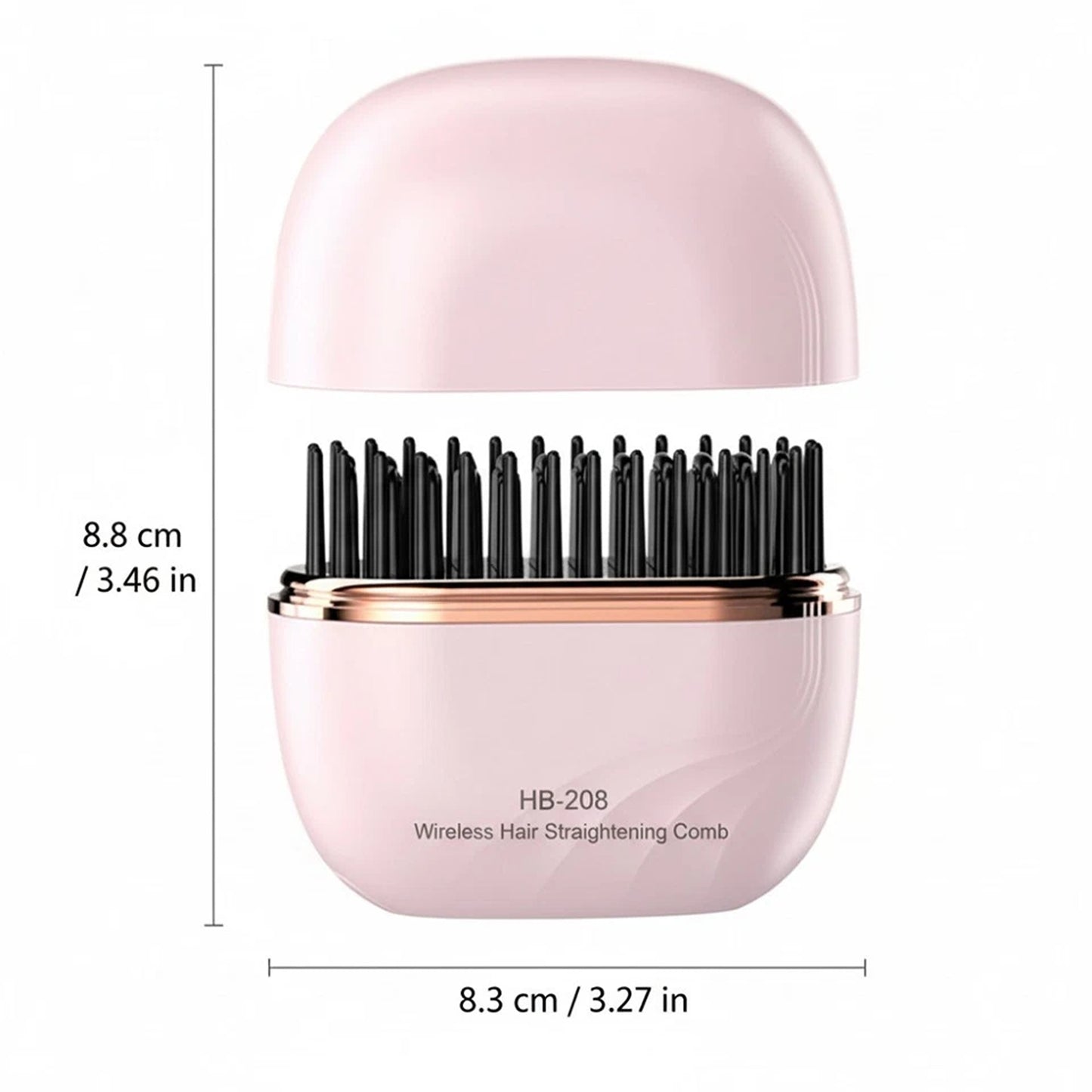 Pink USB Rechargeable Hair Straightener Comb Portable Hot Brush 2 In 1