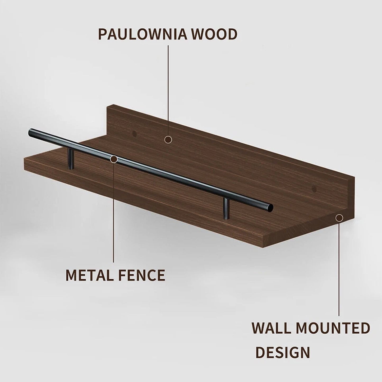 Brown Modern Floating Shelves for Books and Decor