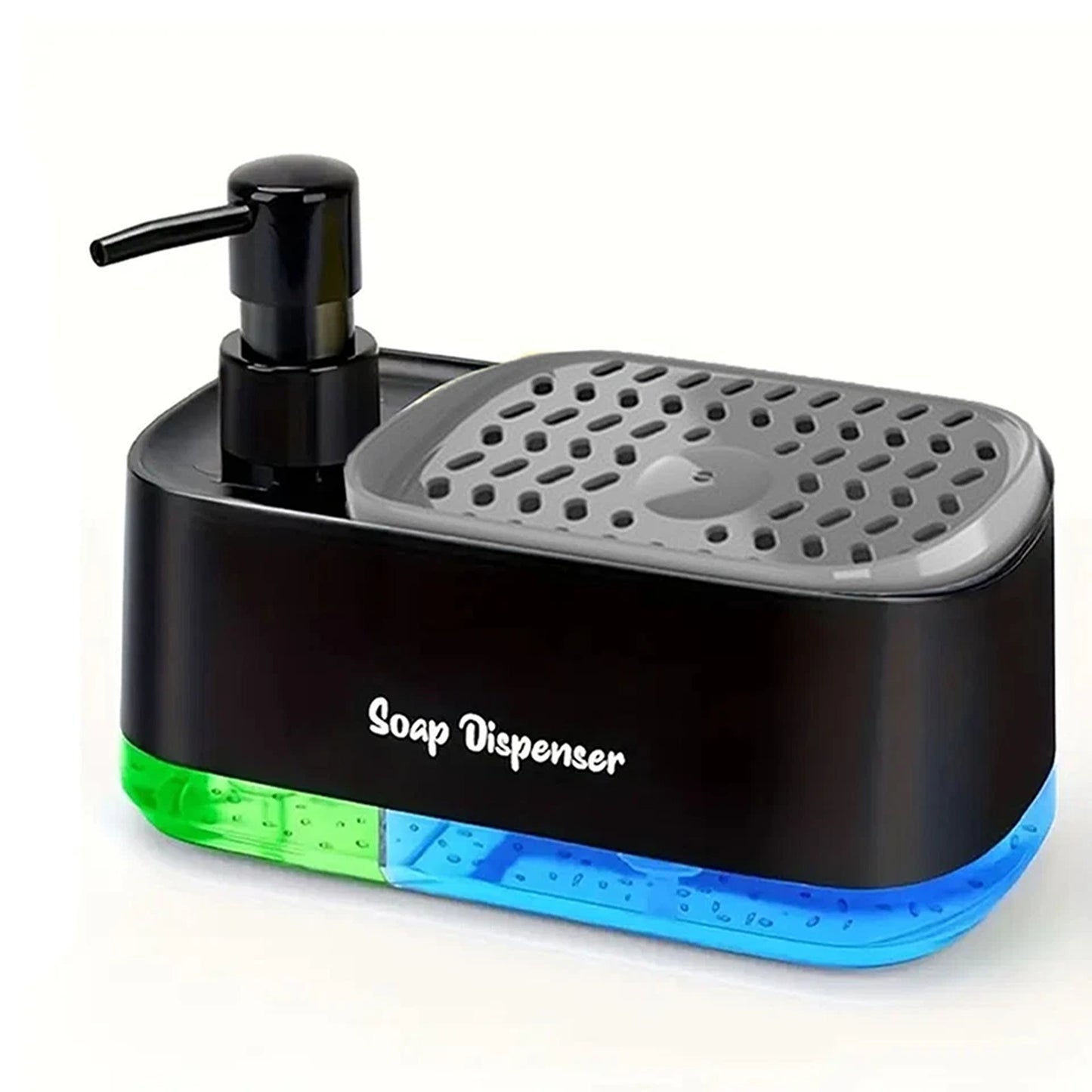 Black 3 in 1 Kitchen Soap Dispenser and Sponge Holder