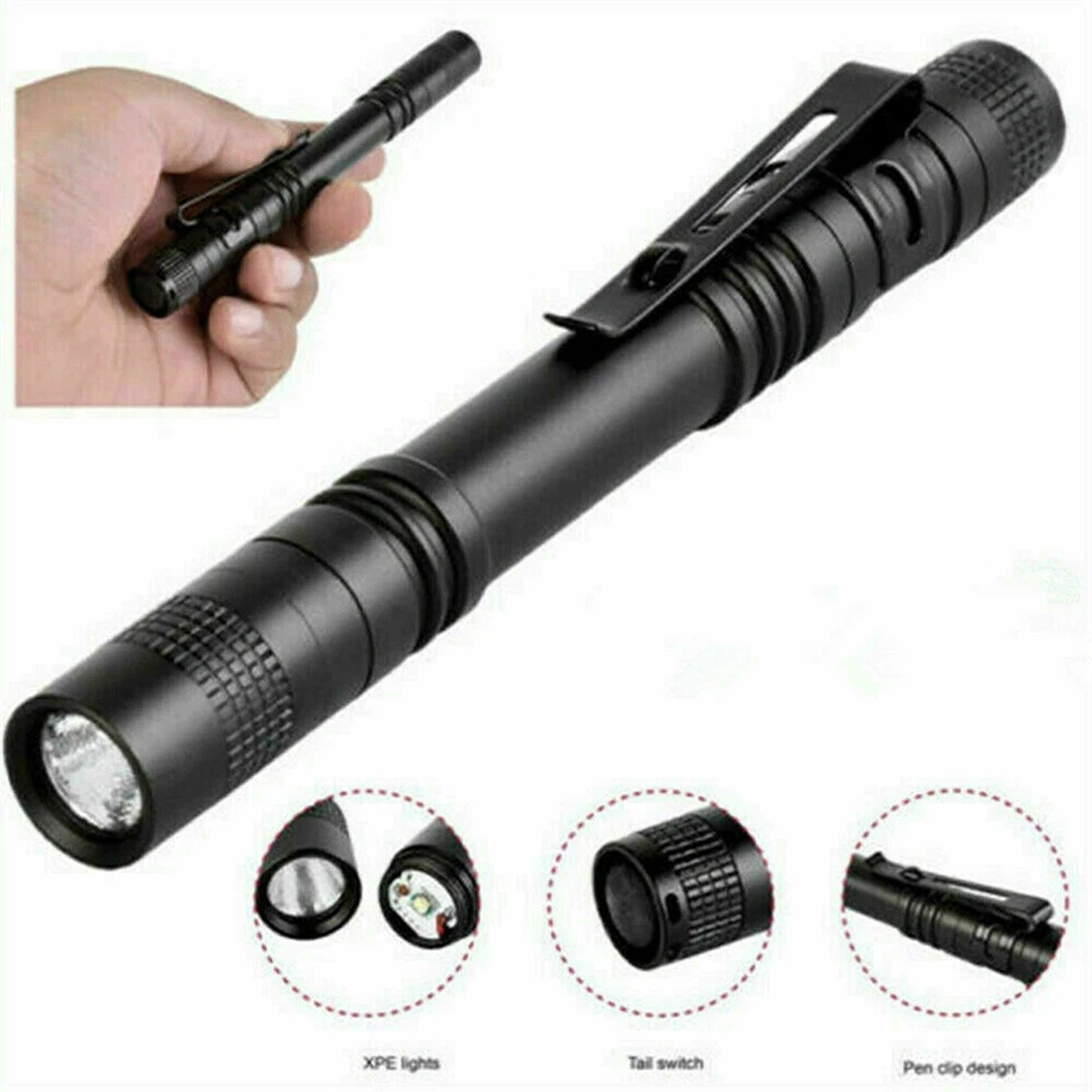 2Pcs Mini LED Pen Light Small Portable Flashlight Torch