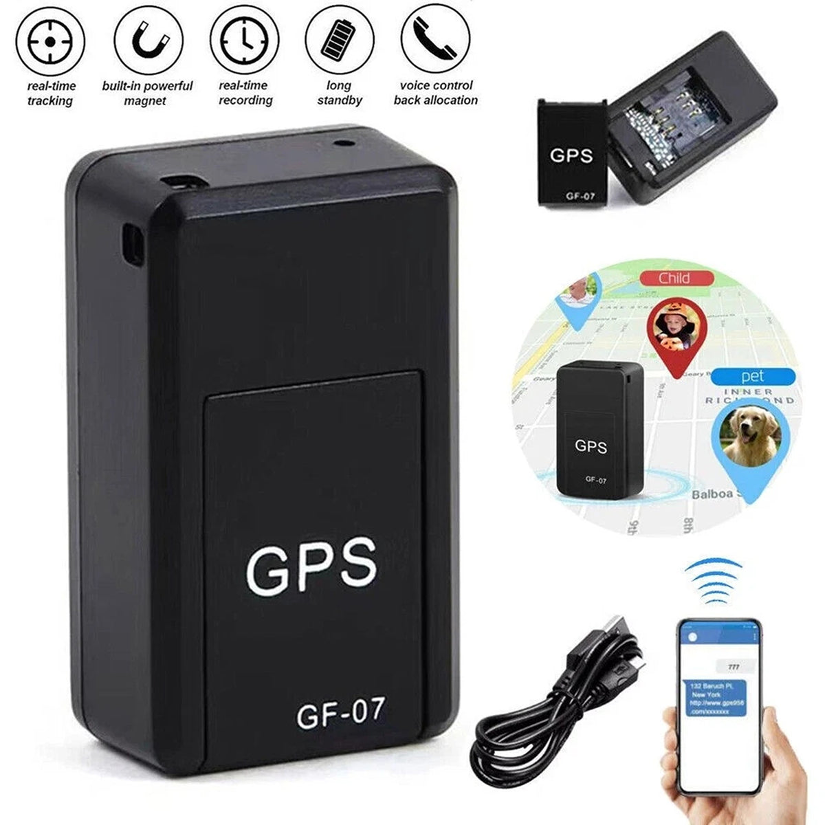 Mini GPS Tracker Magnetic Real Time Locator for Cars Kids and Dogs