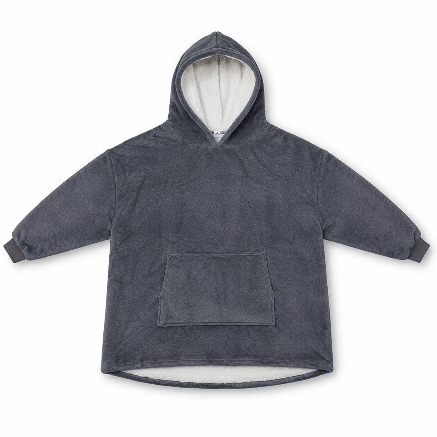 Plain Grey Hooded Blanket Oversized Soft Fleece Wearable Hoodie One Size