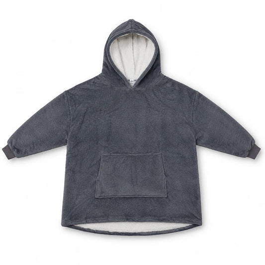 Plain Grey Hooded Blanket Oversized Soft Fleece Wearable Hoodie One Size