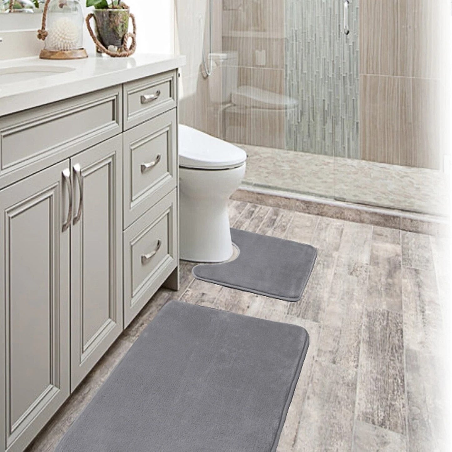 Memory Foam Bath Mat Set for Bathroom