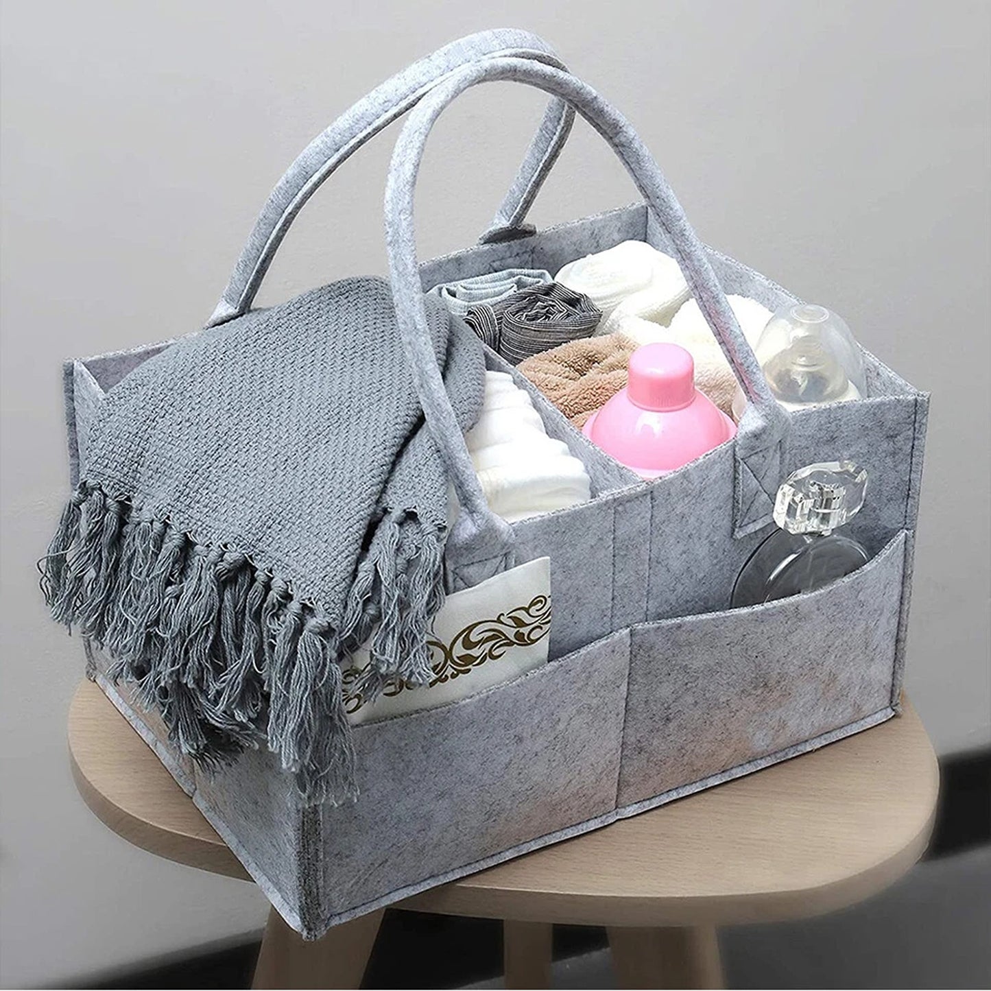 Portable Baby Diaper Storage Caddy Large Capacity Nursery Organizer