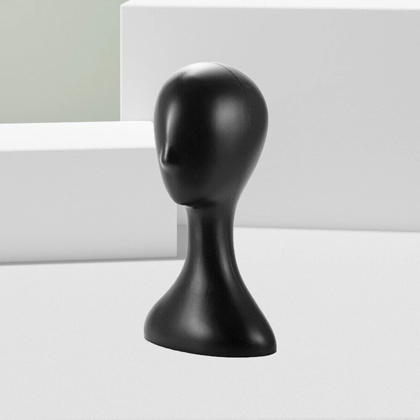 Black Plastic Female Mannequin Head for Wig Hat and Scarf Display