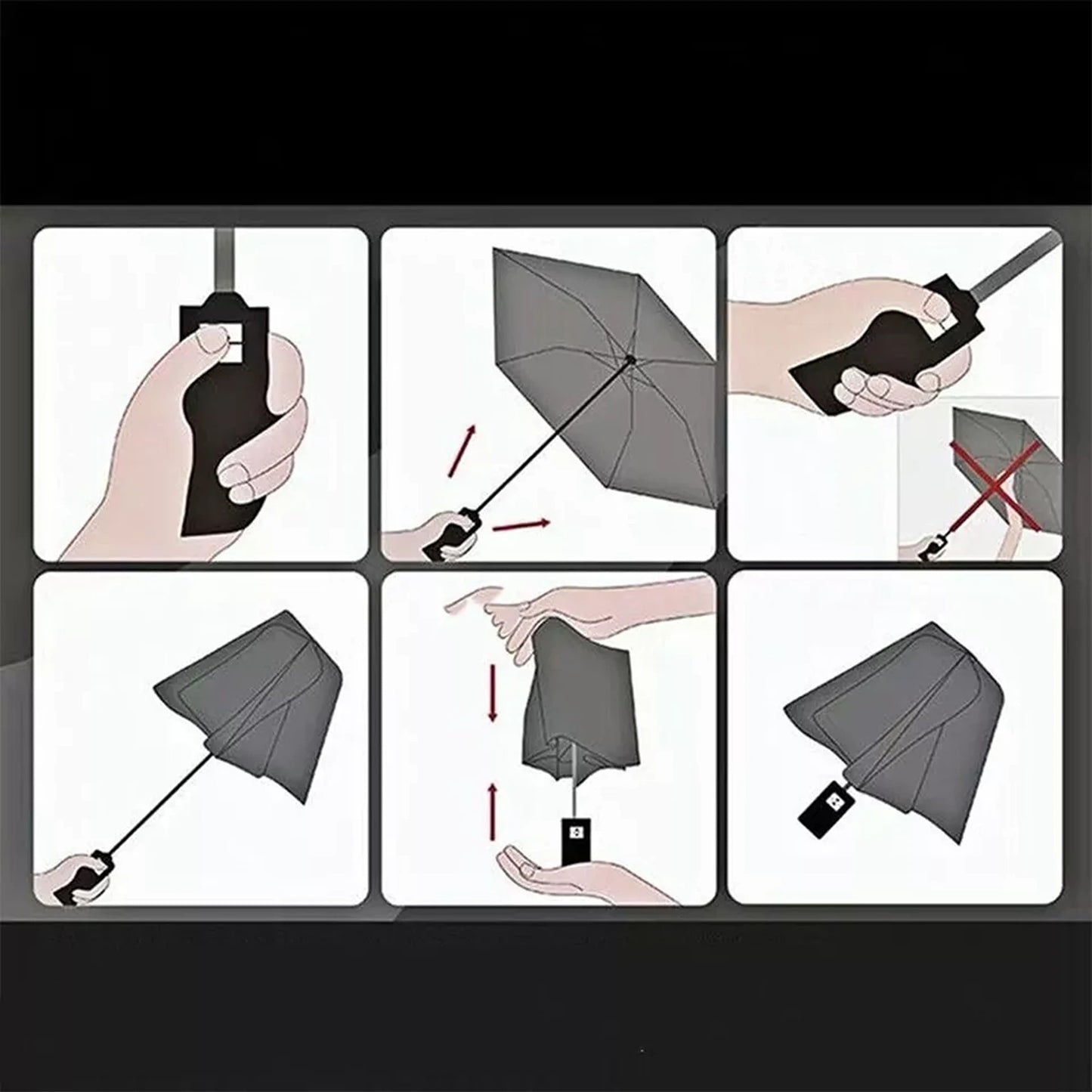 Automatic Folding Umbrella Auto Open Close Travel Windproof Anti-UV with 12 Ribs