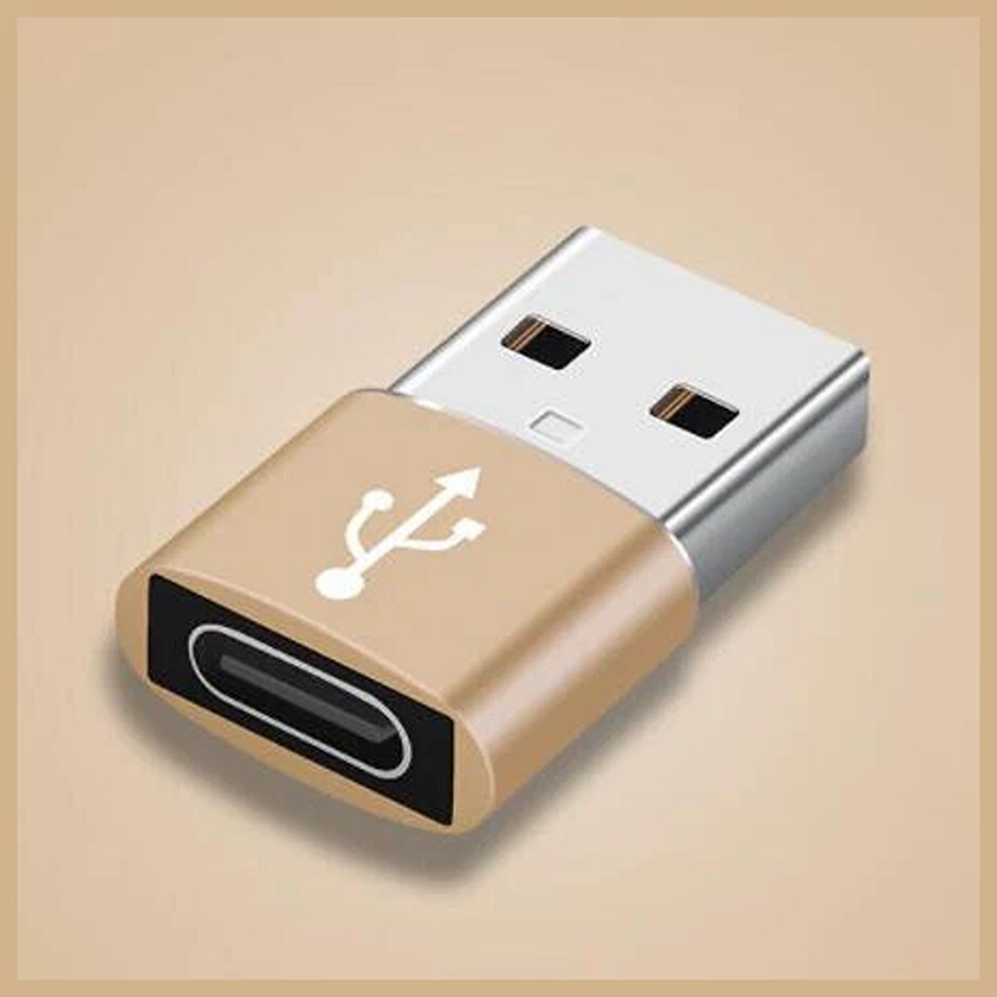 Gold USB Type A Male to USB C Female Charging Port Adapter Converter