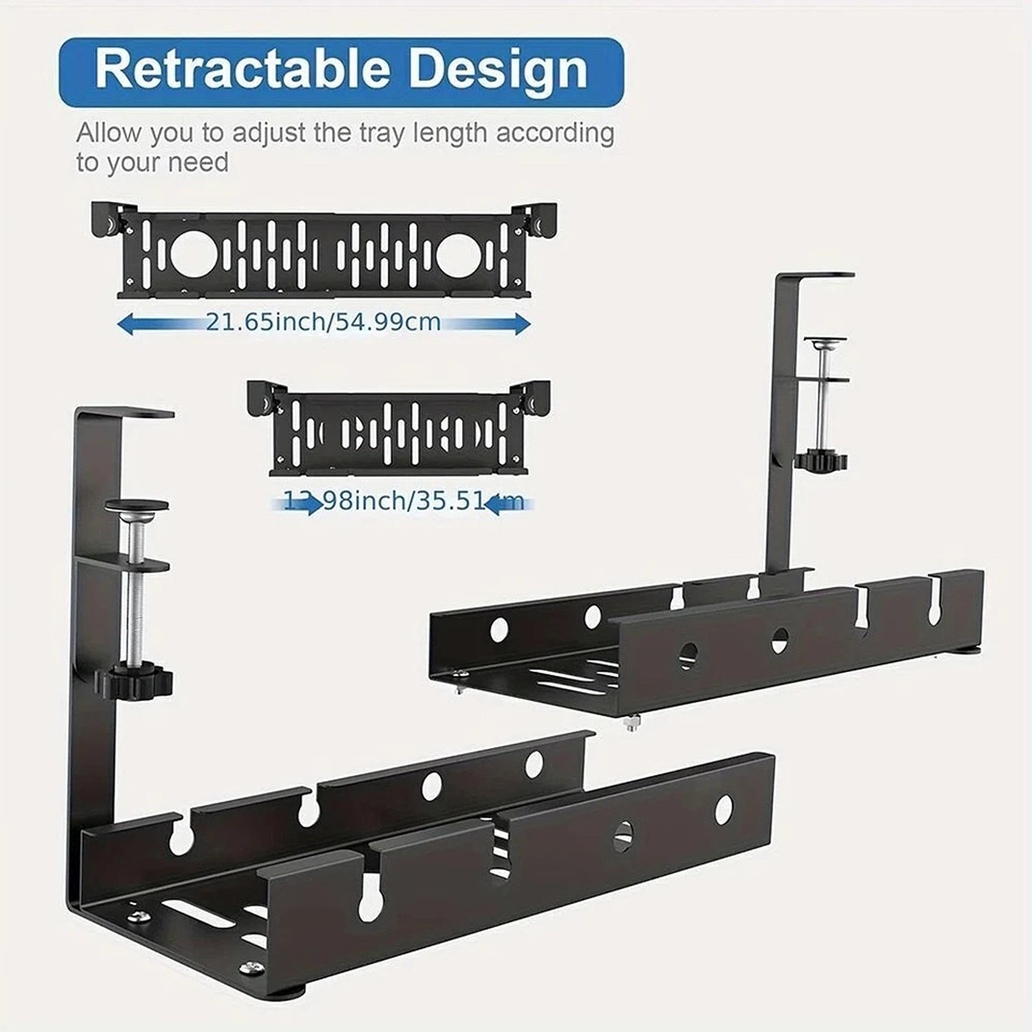 Black Cable Management Basket Tray For Desk Wire Storage Organizer