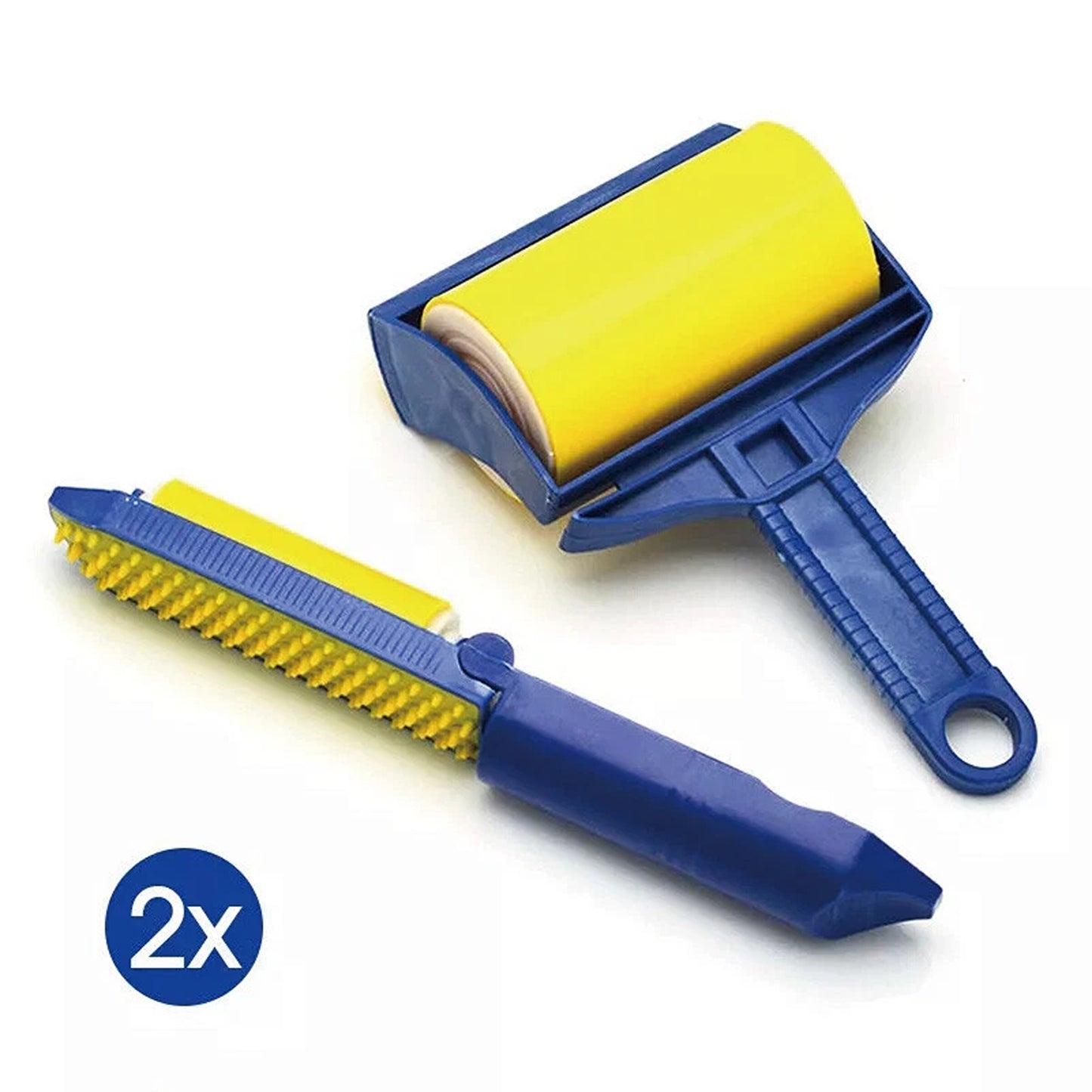 2 Piece Reusable Lint Roller and Pet Hair Remover Set
