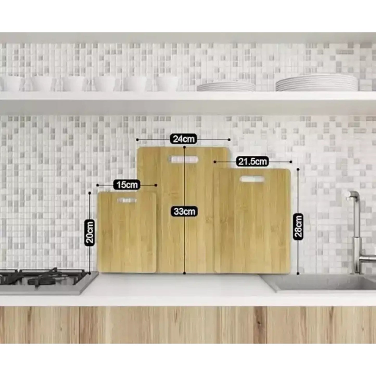 3 Piece Bamboo Cutting Board Wooden Set