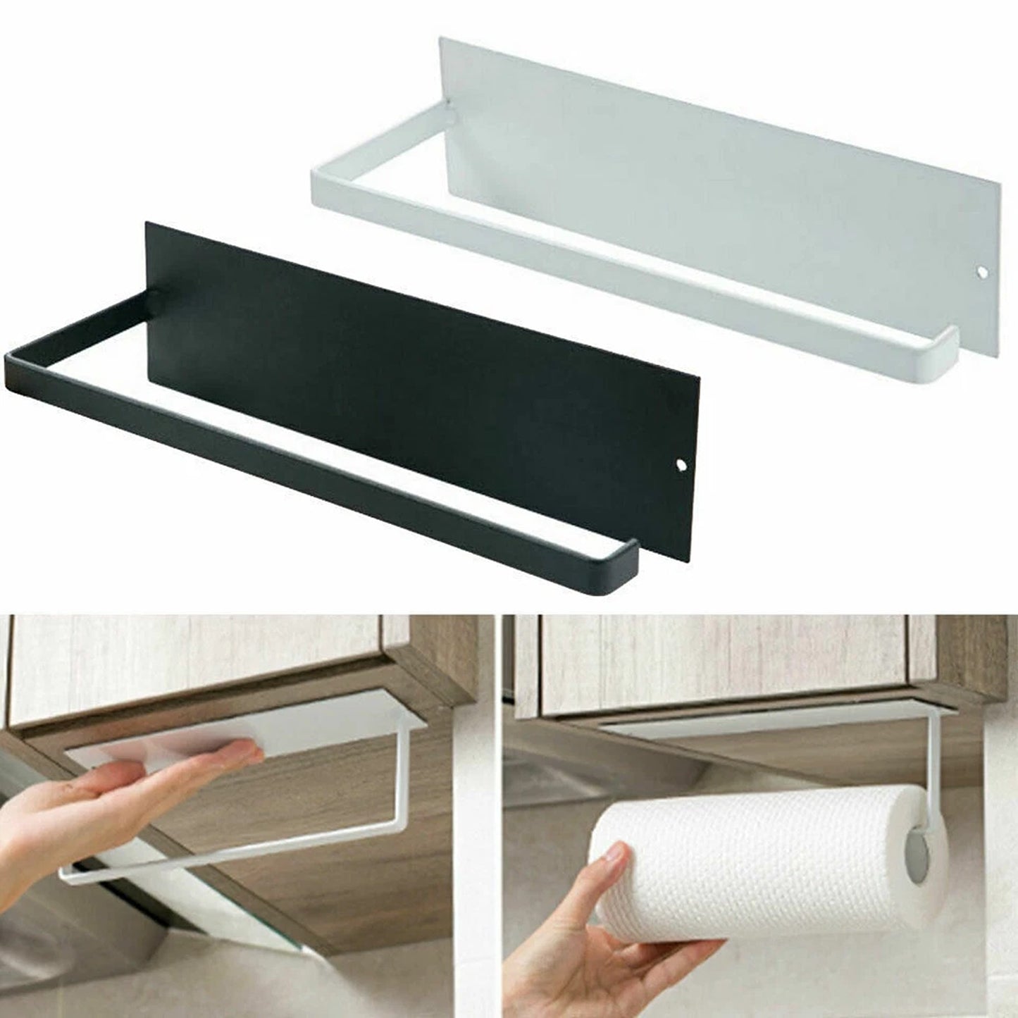 Paper Towel Holder Under Cabinet Rack Kitchen Roll Organizer 2pcs