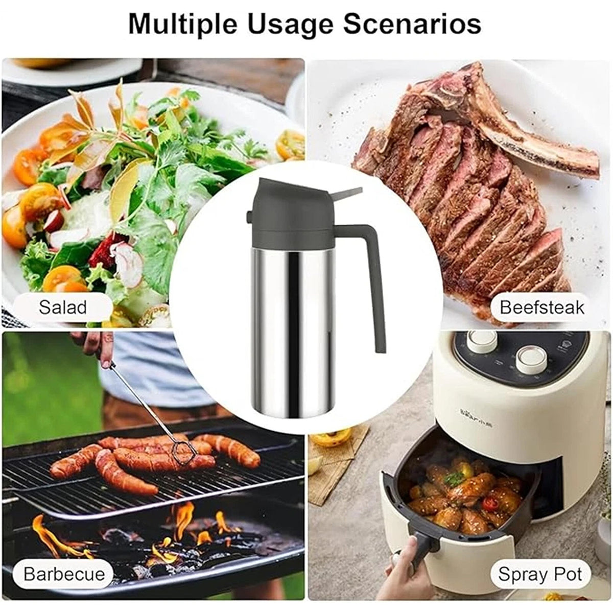 360ML Stainless Steel Cooking Oil Spray Bottle and Dispenser