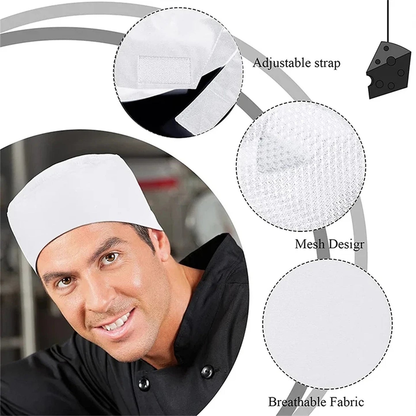 Professional Kitchen Chef Hat Breathable Design