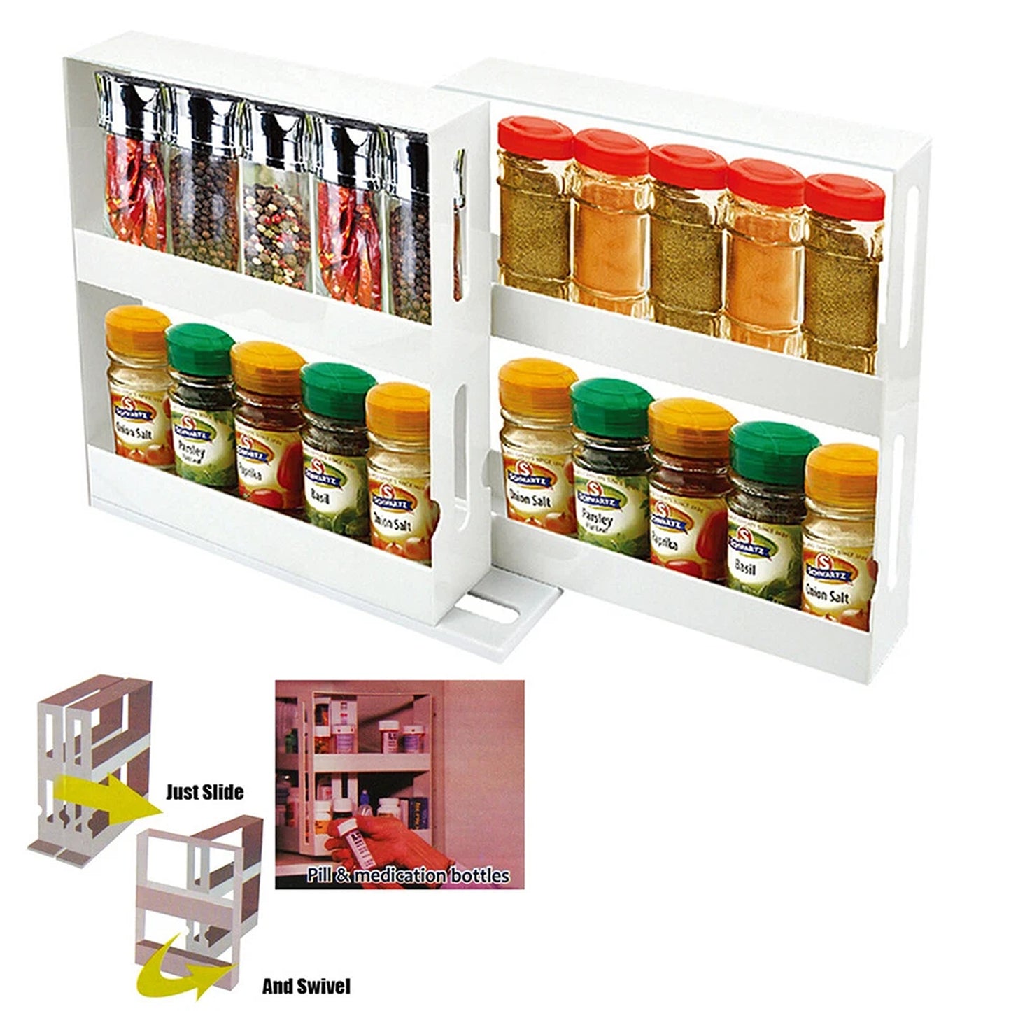 Pull Out Cabinet Spice Rack Organizer for Kitchen Storage