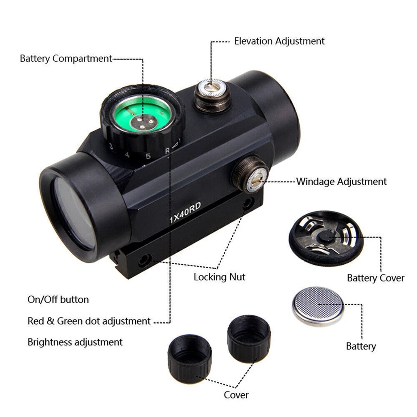 Tactical Reflex Sight Compatible with 11mm and 20mm Rails