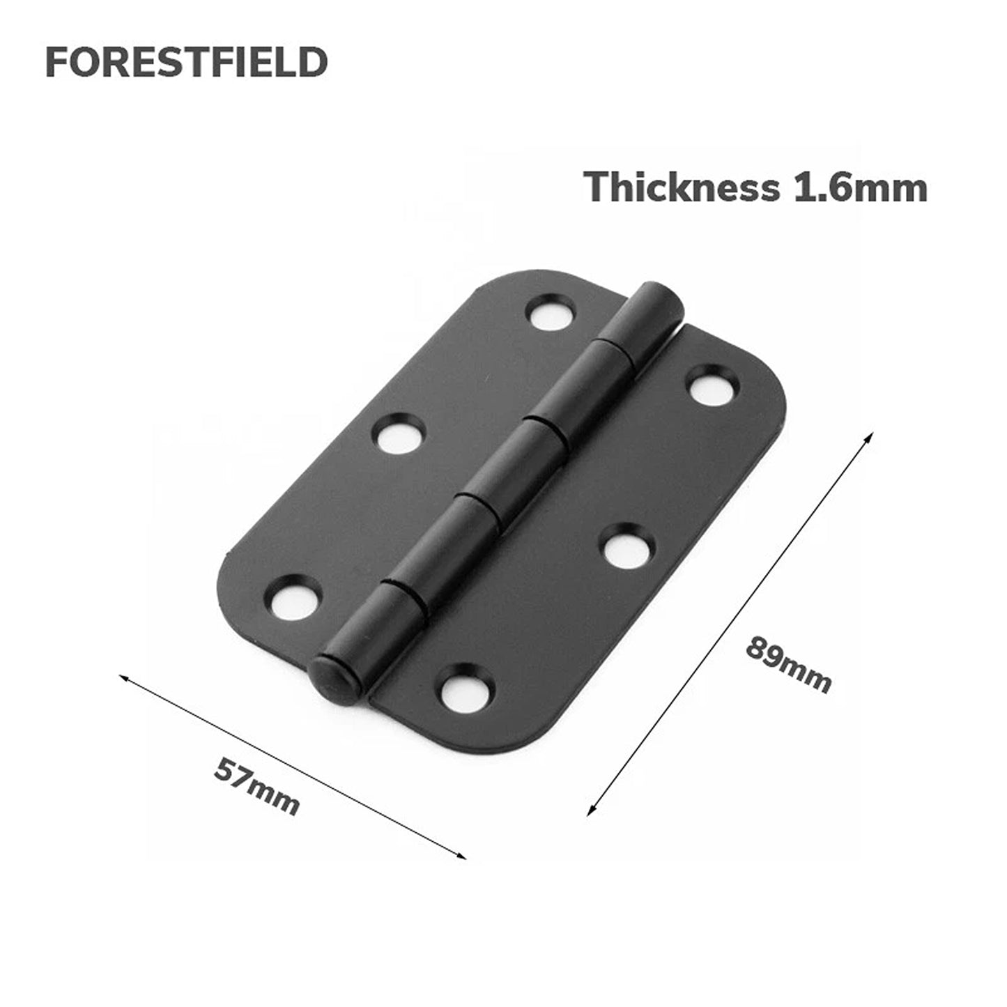 10 Piece Matt Black Loose Pin Door Hinges 89 x 57mm