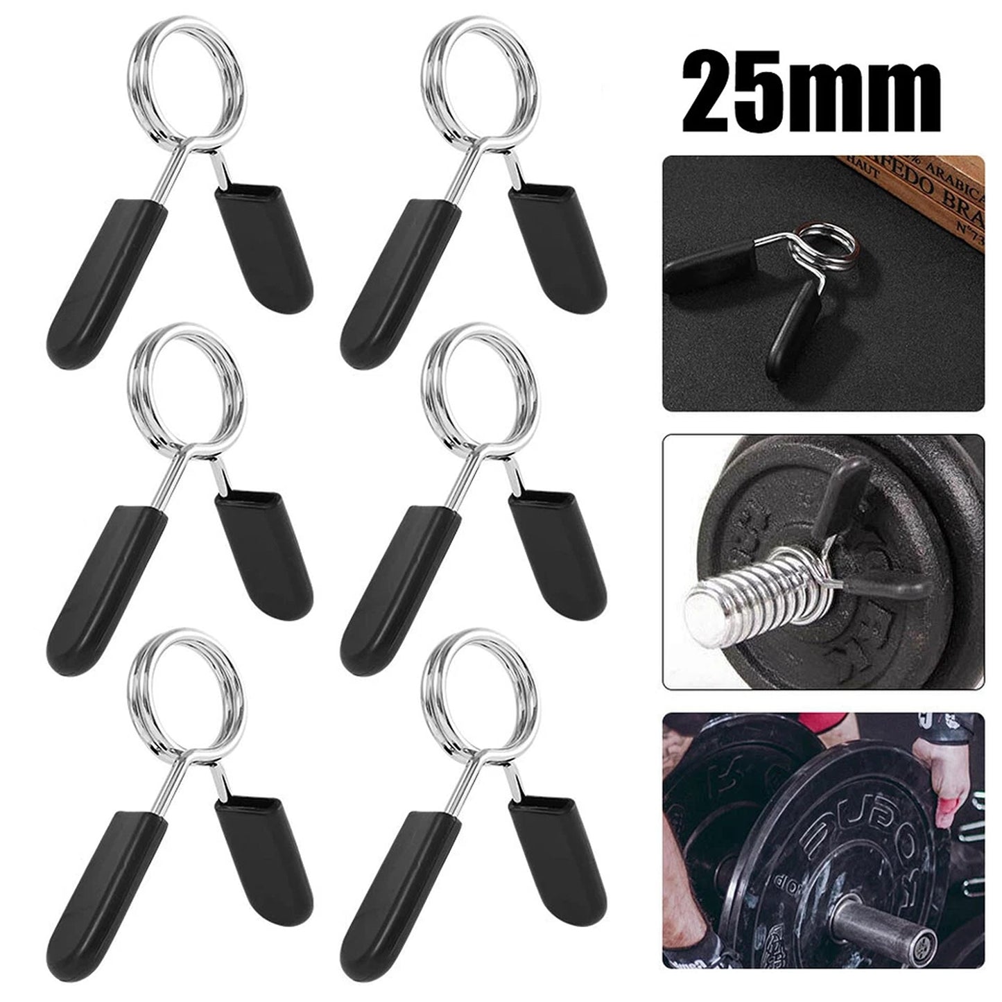 8 Piece 25mm Barbell Bar Spring Clips for Weightlifting