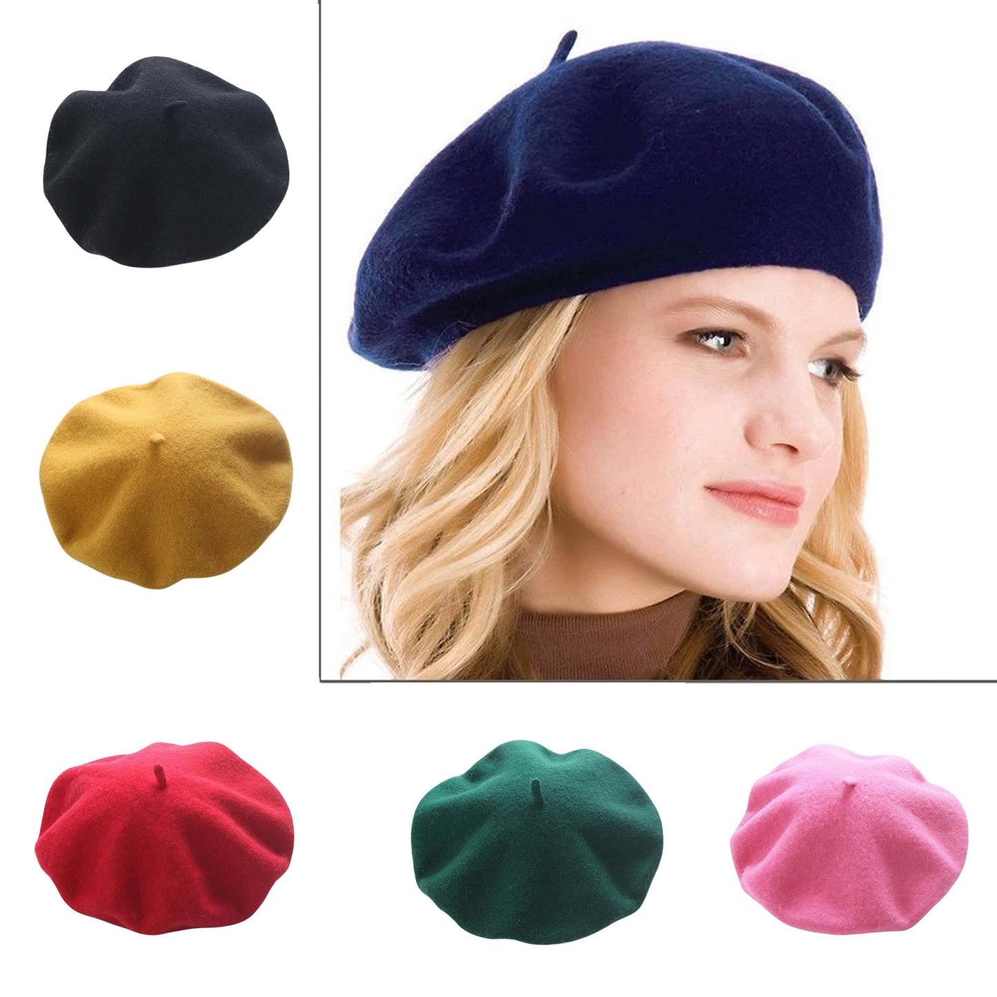 Womens Wool Beret Hat French Style Winter Cap