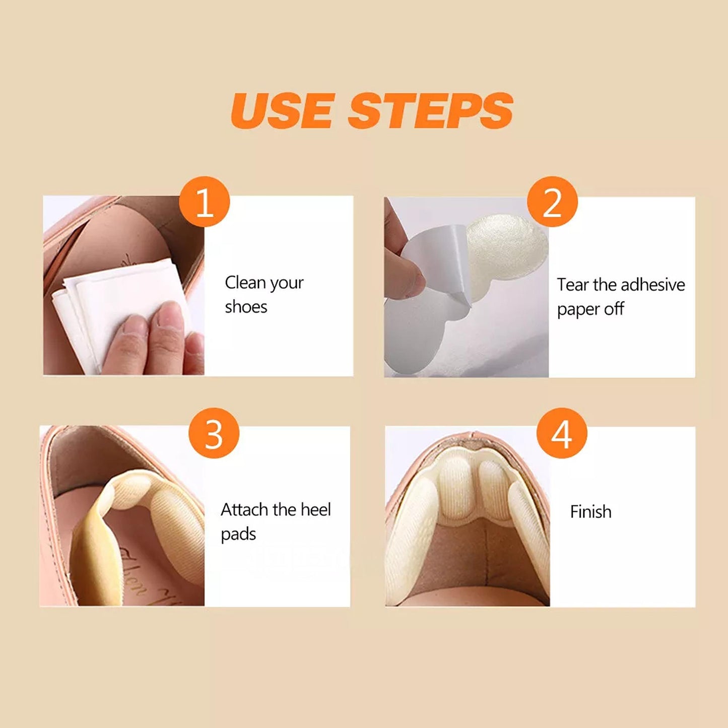 Heel Insole Heel Protector Heel Pad Shoe Liner Shoe Insert Heel Grip 4pcs