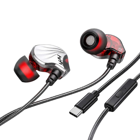 6D Stereo USB C Earphones Wired Headset for iPhone 15 16 and Samsung
