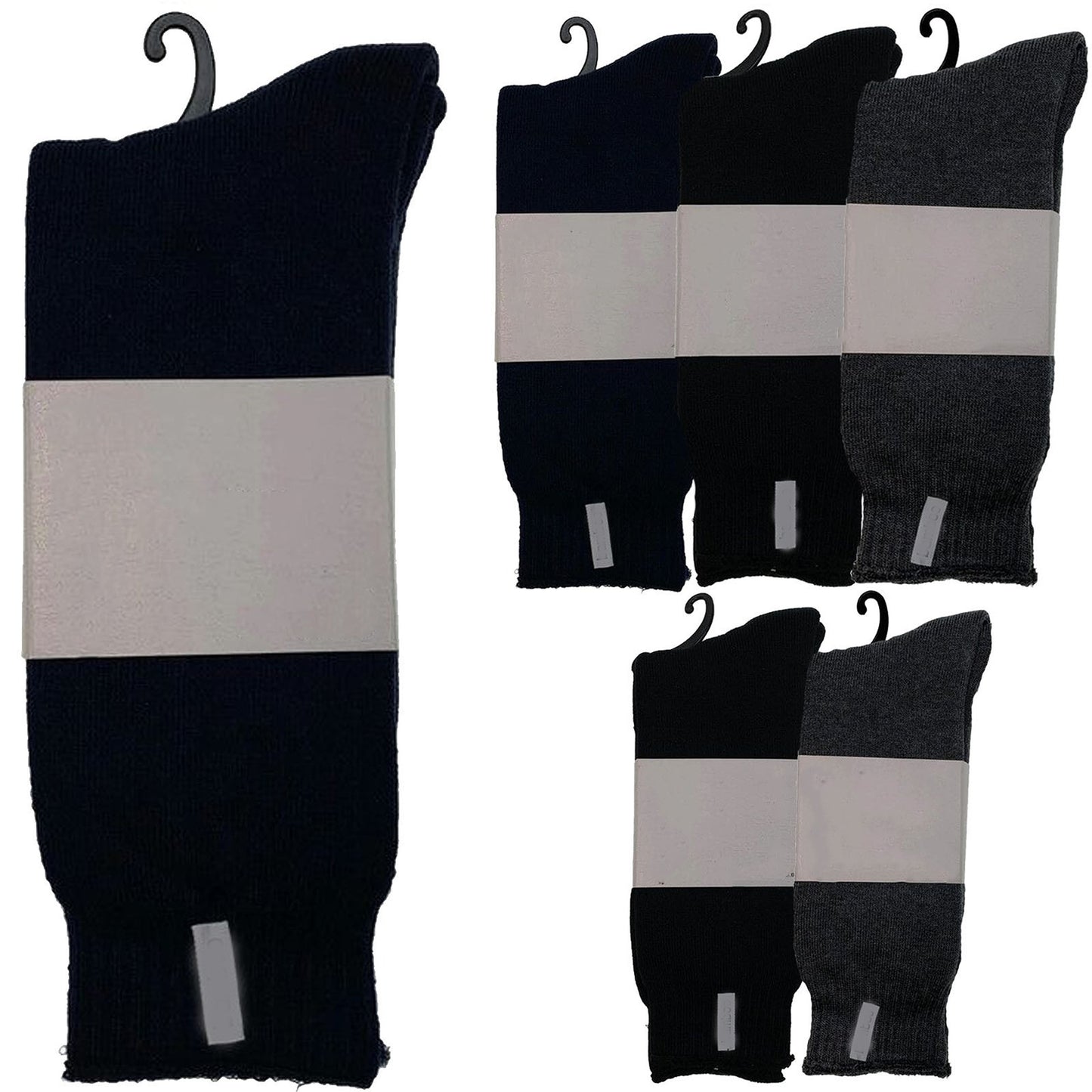 6 Pairs Premium Bamboo Mens Thick Work Socks Bulk Pack - Assorted Colour