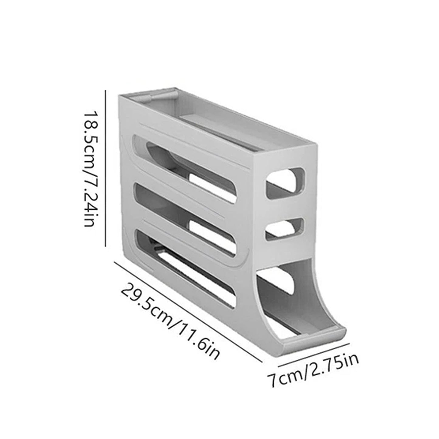 Grey 4-Tier Automatic Egg Dispenser Storage Rack for Refrigerator