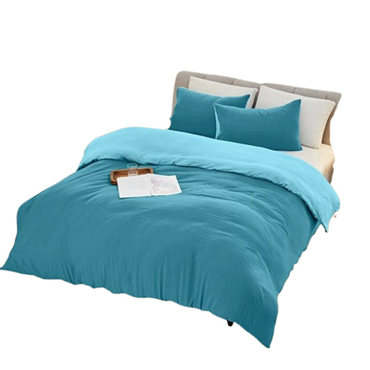 Slate Blue 3 Piece Ultra Soft Quilt Doona Duvet Cover Set for All Bed Sizes